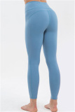 Blue Casual Sportswear Solid High Waist Butt-lifting Yoga Trousers