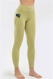Green Casual Sportswear Solid High Waist Butt-lifting Yoga Trousers