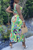 Multicolor Fashion Sexy Printed Sleeveless Dress