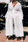 White Fashion Sexy Solid Cardigan Turndown Collar Plus Size Overcoat