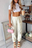 Yellow Fashion Casual Solid Pocket Regular High Waist Trousers