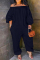Orange Fashion Casual Solid Basic Off the Shoulder Plus Size Jumpsuits (No Pocket)