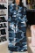 Light Blue Fashion adult Sexy Cap Sleeve Long Sleeves Square Swagger Floor-Length Print camouflage ba