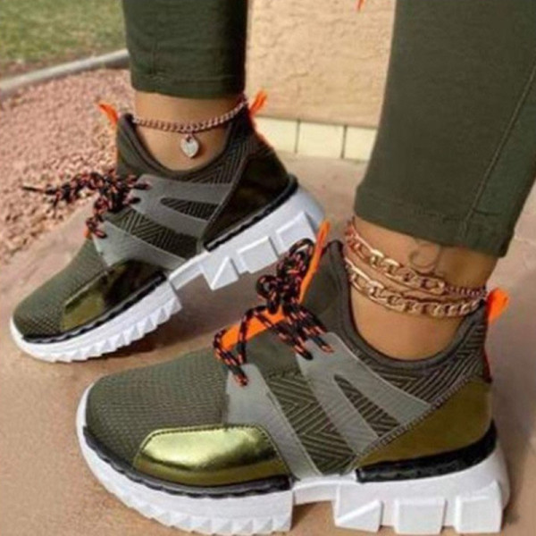 Army Green Fashion Casual Bandage Split Joint Sport Shoes