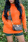 Orange Fashion Casual Solid Split Joint Hooded Collar Long Sleeve Dresses