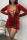 Red Sexy Solid Split Joint Frenulum V Neck Straight Jumpsuits