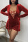 Red Sexy Solid Split Joint Frenulum V Neck Straight Jumpsuits