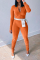 Orange Sportswear Solid Patchwork Zipper Collar Long Sleeve Two Pieces (Without Belt)