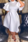 White Sexy Casual Solid Flounce Half A Turtleneck Cake Skirt Dresses