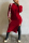 Red Fashion Casual Solid Slit O Neck Long Sleeve Dresses