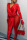 Red Sexy Solid Split Joint See-through Mesh V Neck Straight Jumpsuits（Without Gloves）
