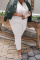 White Fashion Casual Plaid Print Basic Plus Size Trousers