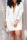 White Sexy Solid Patchwork V Neck Straight Dresses