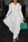 White Casual Solid Split Joint V Neck Loose Jumpsuits