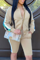 Light yellow Fashion Casual adult Ma'am Patchwork Solid Two Piece Suits Straight Long Sleeve Two Pieces