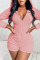 Pink Casual Solid Split Joint Zipper Hooded Collar Straight Jumpsuits