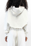 White Street Solid Patchwork Asymmetrical Zipper Hooded Collar Tops