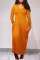 Tangerine Casual Solid Split Joint Pocket V Neck Long Sleeve Dresses