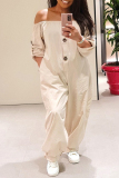White Fashion Casual Solid Patchwork Off the Shoulder Plus Size Jumpsuits