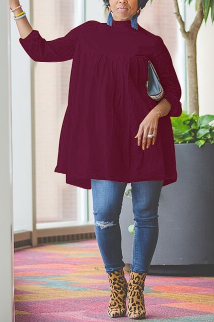 Wine Red Sexy Cap Sleeve Long Sleeves O neck A-Line Knee-Length Solid Draped Patchwork Club Dresses