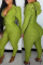 Green Casual Sportswear Split Joint Zipper Hooded Collar Long Sleeve Two Pieces
