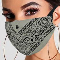 Grey Fashion Casual Print Patchwork Mask
