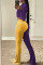 Purple Yellow Casual Solid Split Joint  Contrast Zipper Zipper Collar Three Quarter Two Pieces