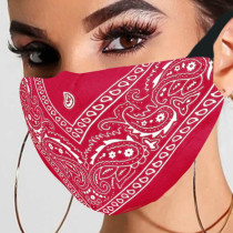 Red Fashion Casual Print Patchwork Mask