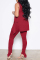 Red Sexy Casual Solid Bandage Fold Turtleneck Sleeveless Two Pieces