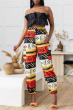 Multicolor Fashion Casual Print Basic Regular High Waist Trousers