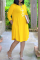 Yellow Casual Print Split Joint O Neck Cake Skirt Dresses