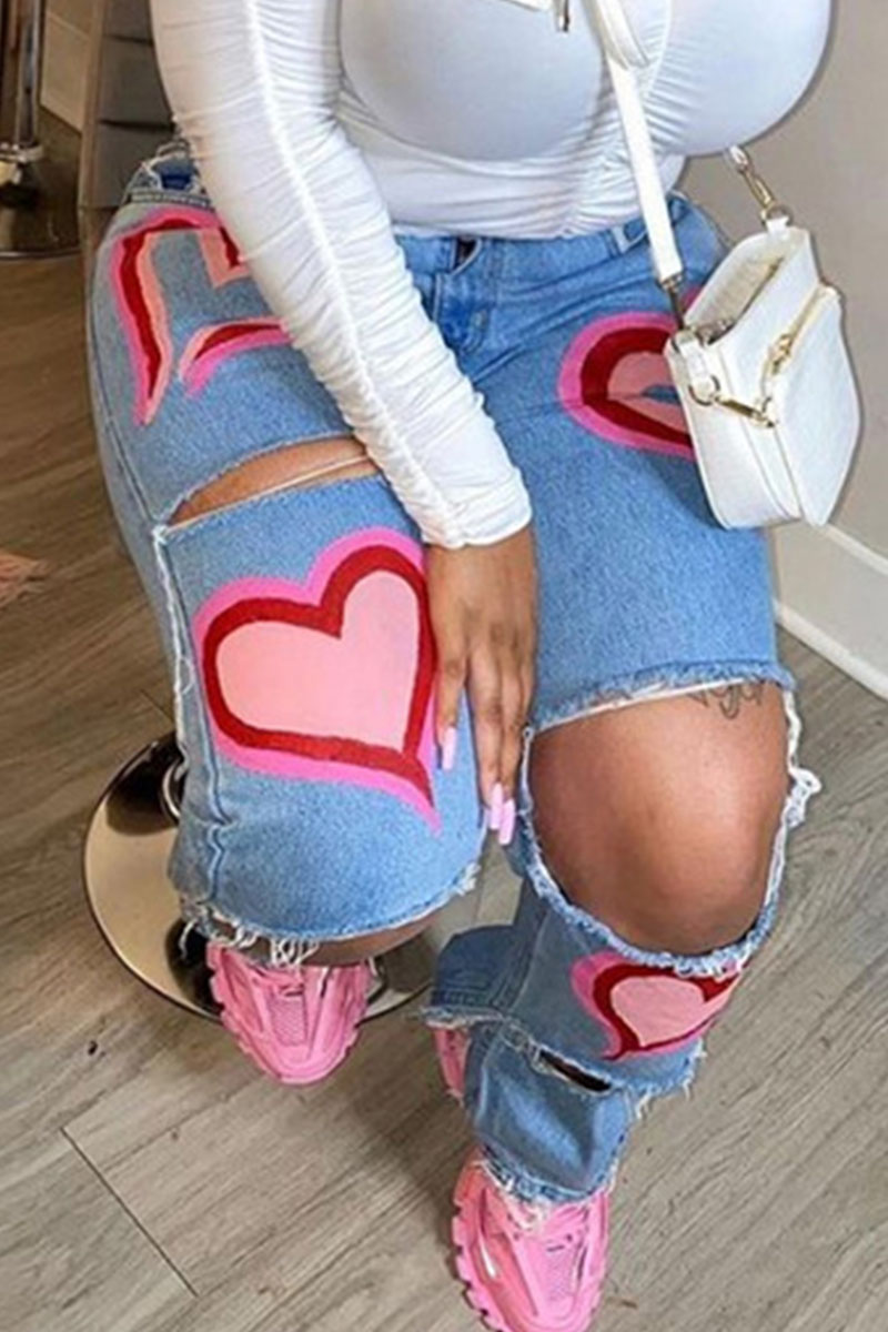 pink ripped jeans womens