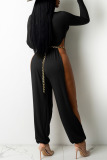 White Sexy Solid Hollowed Out Patchwork Slit O Neck Straight Jumpsuits(Without Belt)