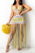Pink Fashion Sexy Patchwork Tassel Hollowed Out Backless Swimwears Beach Dress