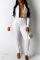 White Casual Solid Patchwork Turn-back Collar Long Sleeve Two Pieces(Contain The Belt)