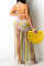 Pink Fashion Sexy Patchwork Tassel Hollowed Out Backless Swimwears Beach Dress