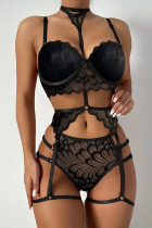 Black Fashion Sexy Solid Patchwork Lingerie