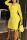 Yellow Sexy Solid Split Joint Draw String Fold O Neck Pencil Skirt Dresses