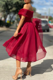 Pink Fashion Elegant Solid Patchwork V Neck Princess Dresses
