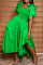 Green Casual Solid Split Joint Square Collar Irregular Dress Dresses