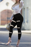 Black Fashion Street Solid Ripped Split Joint Plus Size Jeans