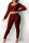 Red Casual Solid Split Joint V Neck Long Sleeve Two Pieces