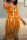 Orange Sexy Patchwork Tie-dye Square Collar Pencil Skirt Dresses