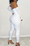 White Fashion Sexy Solid Split Joint Strapless Jumpsuits