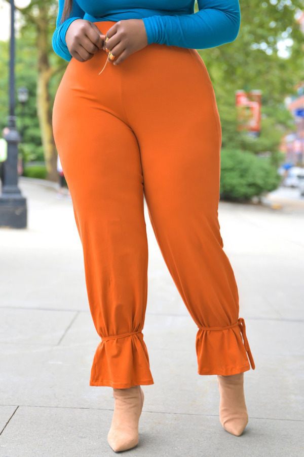 Orange Fashion Casual Solid Patchwork Pencil Bottoms