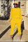 Yellow Elastic Fly Long Sleeve Mid Patchwork pencil Pants