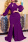 Purple Fashion Elegant Solid Split Joint Halter One Step Skirt Dresses