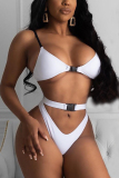 White Sexy Fashion Stitching Sling Bikini Swimsuit