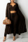 Dark Brown Fashion Sexy Solid Patchwork V Neck Long Sleeve Three Pieces
