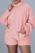 Pink Sexy Solid Patchwork Hooded Collar Jumpsuits
